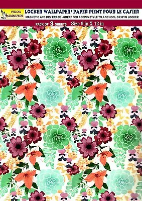 Magnetic Locker Wallpaper (Full Sheet Magnetic) - Flowers Pack Of 3 Sheets V33x • $24.95