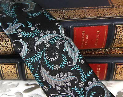 Bugatchi Paisley Tie - Black Green - New In Plastic W/ Tags  -free Boxed Ship • $99.99