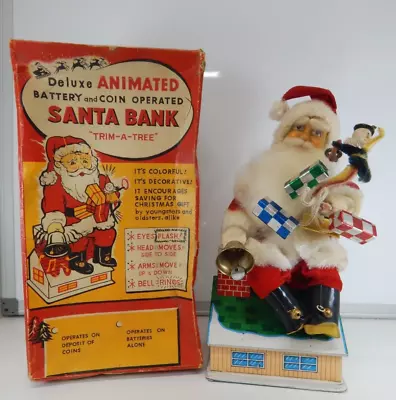 Vintage Deluxe Animated Battery-Operated Santa Bank Made In Japan With BOX! • $49.99