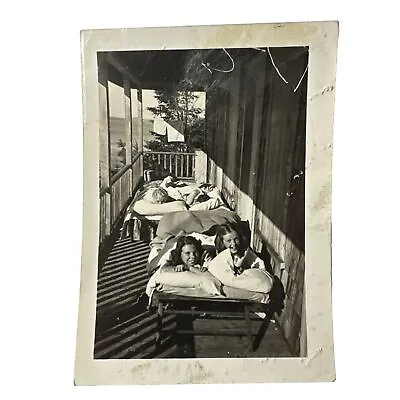 C1930 Sleepover Slumber Party Mattresses Porch Original VINTAGE PHOTO Children • $14.39