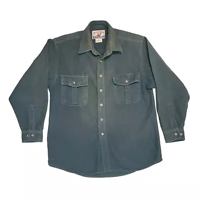 Moose Creek Chamois Heavy Flannel Shirt Mens Medium Dark Green 100% Cotton FADED • $11.99