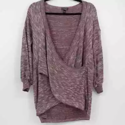 Express Size Large Purple Melange Crossover Lightweight Sweater 3/4 Sleeves • $8.99