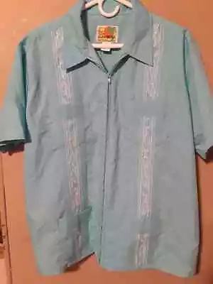 Haband Guayabera XL Zip Front 2 Pocket Short Sleeve Dress Shirt • $15