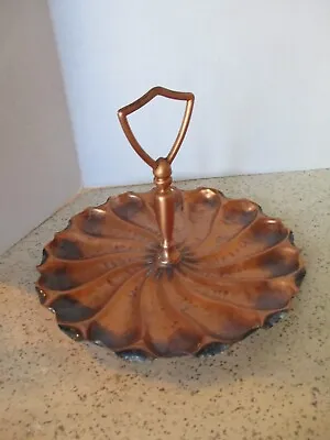 Vintage Serving Tray Center Handle Gregorian Copper Hand Hammered 7.5 D • $14