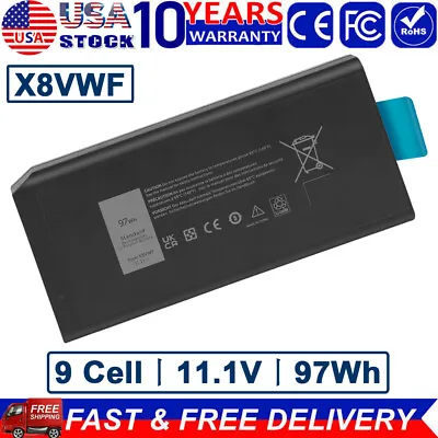 97Wh X8VWF Battery/Charger For Dell Latitude 14 Rugged 5404 5414 E5404 7404 7414 • $27.59