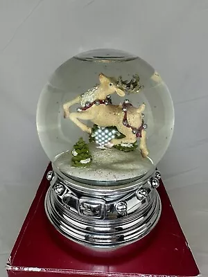 Vintage Reed & Barton Winter Magic Musical Snowglobe Christmas Reindeer B11 • $49.50