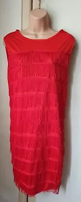 Bnwd(£18) Red Vintage 1920's Style Flapper/Charlston Fringed Dress (4596) • £4.99