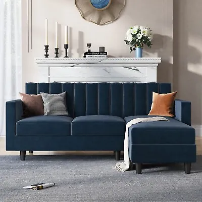 Velvet Reversible Sectional Sofa L-shaped Sofa Couch With Chaise For Living Room • $359.99