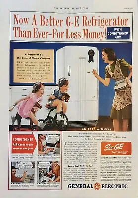 1940 General Electric Refrigerator Vintage Ad With Conditioned Air • $13.95