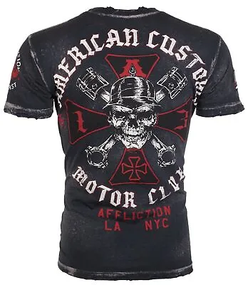 AFFLICTION Mens T-shirt American Customs Iron Skull Regular Fit Black S-3XL NWT • $29.99