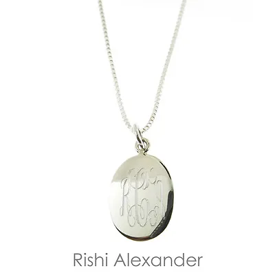 925 Sterling Silver Monogram Personalized Oval Necklace Pick Any Chain Style • $18.99