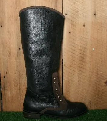 $35 • Buy SCHULER & SONS Black & Brown Leather 16  Tall Riding Boots Sz. 7B