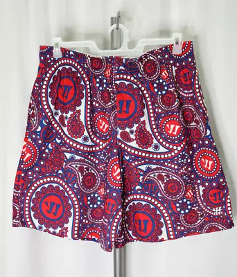 Warrior Athletic Mens Size L Red White Blue Paisley Gym Sports Drawstring Shorts • $28.45