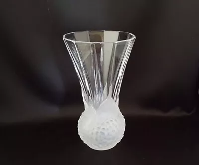 $64.99 • Buy Val St Lambert Crystal Hydrangea 8 7/8  Flared Vase Frosted Flowers & Leaves