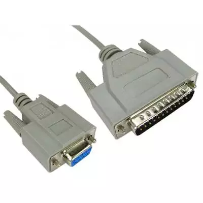 10m Serial Cable 25 Pin To 9 Pin Male To Female RS232 Printer Adapter Lead • £11.39