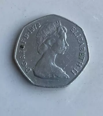 1978 Old Large Britannia 50p Fifty Pence Coin Elizabeth II Used & Scratched • £2