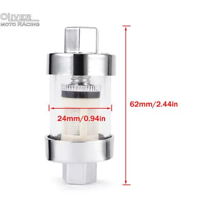 Motorcycle Universal Chrome Glass Inline Fuel Filter Reusable 1/4'' 5/16'' 3/8'' • $6.29
