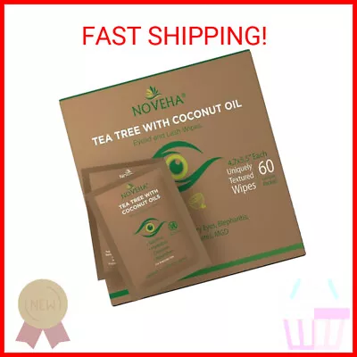 NOVEHA Tea Tree & Coconut Oil Eyelid & Lash Wipes | For Demodex Blepharitis & I • $22.99