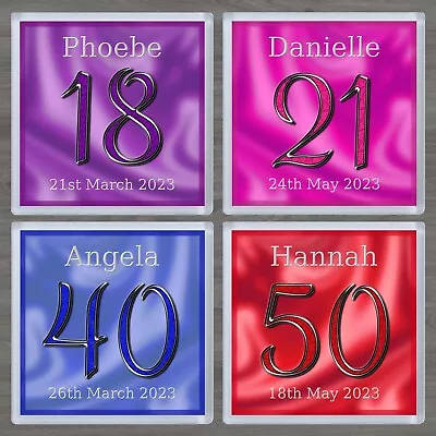 Personalised Birthday Coaster 16 18 21 30 40 50 60 70 80 Plus Any Age Gift • £4.25