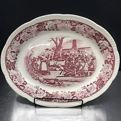 Vintage HISTORICAL AMERICA Platter Homer Laughlin FIRST THANKSGIVING 1621 Red • $45