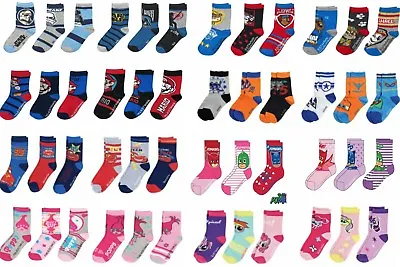 3 PAIRS Boys Girls Kids CHARACTER Socks UK  6-8.5 9-12 12.5-3.5 15 Designs • £3.59