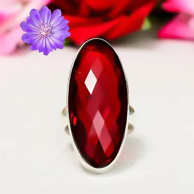 Red Garnet Gemstone 925 Sterling Silver Ring Silver Handmade Jewelry Ring Gift • $10.99