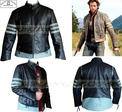 £119.99 • Buy X-men Wolverine Style Mens Blk/grey Fashion High Quality Analene  Leather Jacket