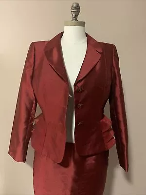 Kasper Women 2PC Gorgeous Cherry Color Skirt Suit Size 8P Great Condition • $45