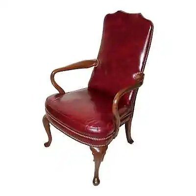 Vintage Leather Executive Office Chair By North Hickory Furniture In Burgundy • $199