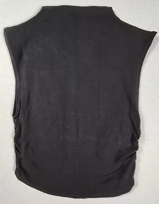 Cropped Mock Turtleneck Sleeveless Top Ruched Sides Womens Size Small Black • $11.25