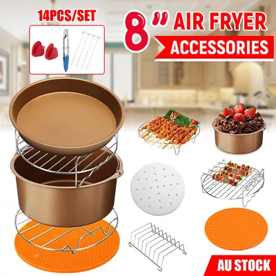 14PC 7/8 Inch Air Fryer Accessories Frying Rack Pizza Pan Cake Oven Cage Kitchen • $30.95