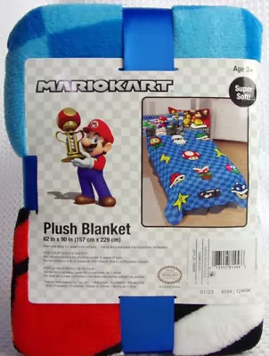 Super Mario Kart Plush Throw Blanket 62  X 90  Super Soft Mushroom Star Flower • $29.99