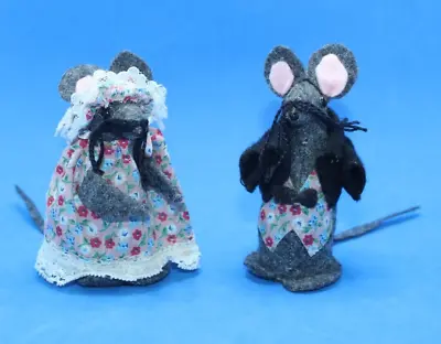 Handmade Felt Gray Mouse Mice Bride And Groom Couple So Cute • £14.48