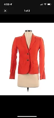 J.Crew Sz XS Red Schoolboy Blazer Jacket Small 00 Linen Tiny Stain Check Photos • $14.99