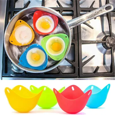 Egg Poacher Cups (4 Pack) Perfect Poached Eggs Poached Egg Maker Set Silicone • £5.30