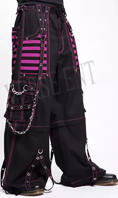 Men Black Hot Pink Gothic Cyber Chain Thread Punk Bondage Metal Stud Trousers • $63.15