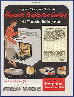 Vintage 1949 HOTPOINT Automatic Pushbutton Electric Range Appliance 40s Print Ad • $9.71