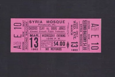 MINT 1963 CASSIUS CLAY Vs DOUG JONES Full Boxing Ticket MUHAMMAD ALI Boxer • $124.99