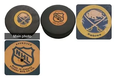 Hole! Buffalo Sabres Nhl Approved Viceroy Mfg. Rubberized Logos Game Puck  🇨🇦 • $66.56