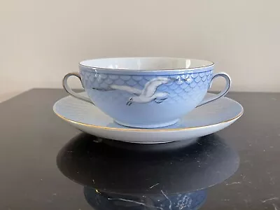 Vintage Bing And Grondahl B&G 1952-1957 Seagull Flat Cream Soup Bowl And Saucer • $59