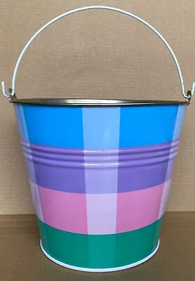 Metal Sand Pail Pastel Striped Design Very Clean 5.5” Tall • $7