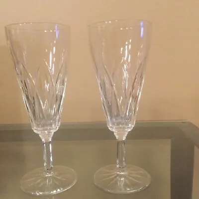 $10.99 • Buy Vintage Crystal Champagne Flutes Set Of 2 Cut Glass Style  Arches 6.4” Tall