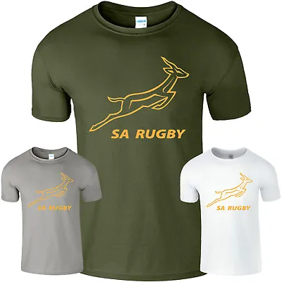 South Africa Spingbok Rugby Team Mens Tshirt African Fan Suppoter Team T-Shirt • £10.49