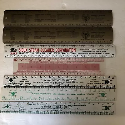 Lot Of 7 Vintage Metal & Plastic Advertising Rulers Ohio South Dakota Illinois • $9.99