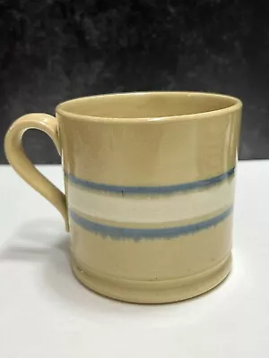 1800s Antique American Mochaware Blue And White Band Mug 3.75  Tall • $56