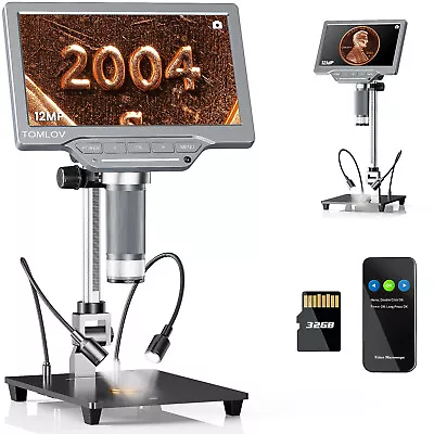 TOMLOV 12MP Digital Microscope 7  Screen Coin Magnifier 1200X Fr Adult Soldering • $89