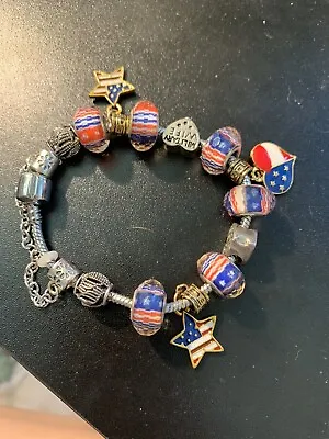 Military Wife Patriotic Snake Chain Charm Bracelet • $6