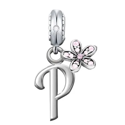 Letter P Name Initial Pink Daisy Flower Charm 💜 Genuine 925 Sterling Silver • £15.99