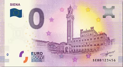 €0 Zero Euro Souvenir Official Note Italy 2019 - Siena • £3.16