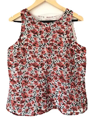 Zara Red Poppy Peplum Top - Size M / UK 12 - Oversized Organza Remembrance Day • £3.95